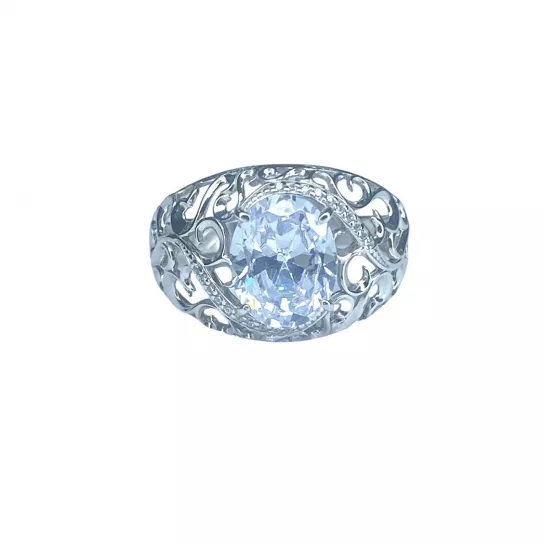 Кольцо с фианитом из серебра
