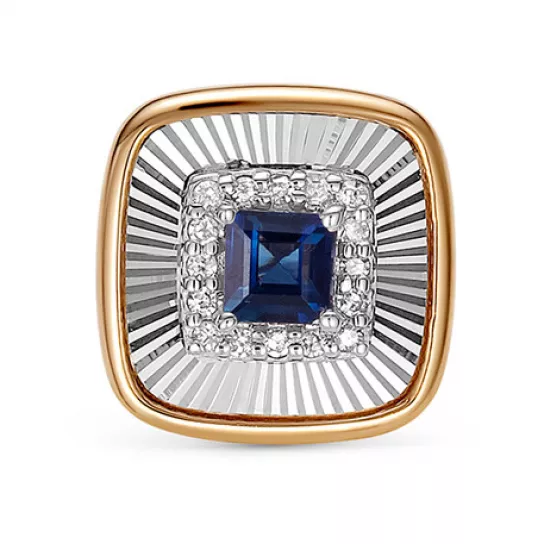 Подвеска с бриллиантами с сапфиром из золота