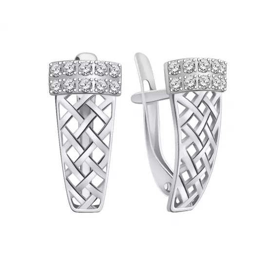 Серьги с фианитом из серебра