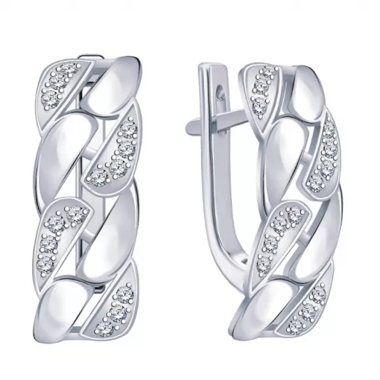Серьги с фианитом из серебра
