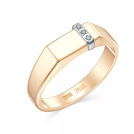 Кольцо-печатка с фианитом из золота