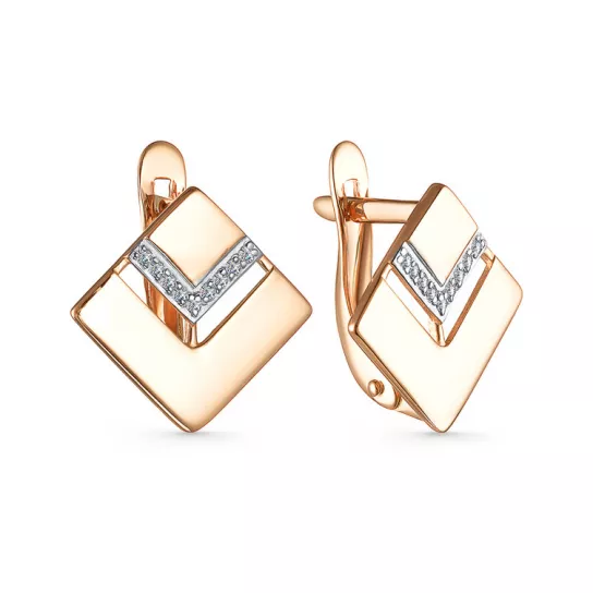 Серьги с фианитом из золота