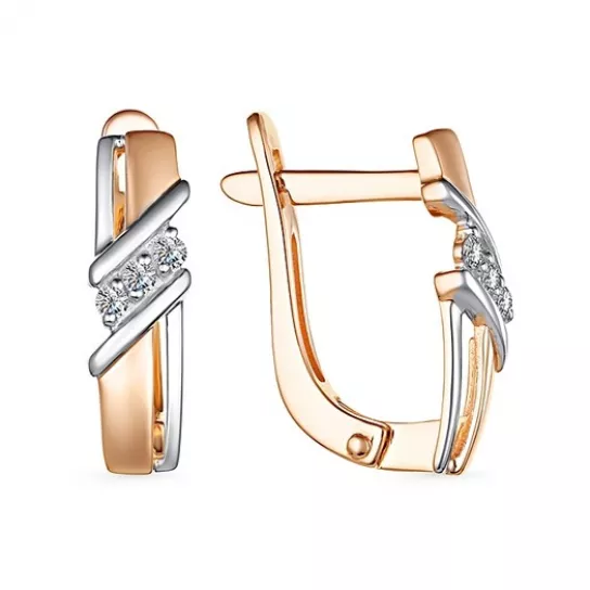 Серьги с фианитом из золота