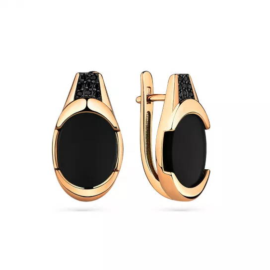 Серьги с агатом и шпинелью из золота