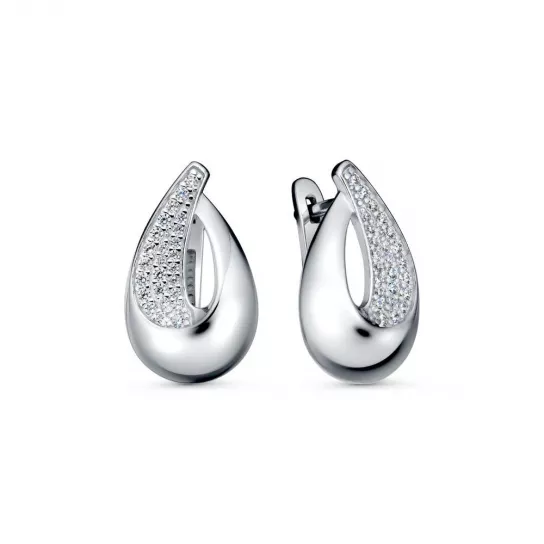 Серьги с фианитом из серебра