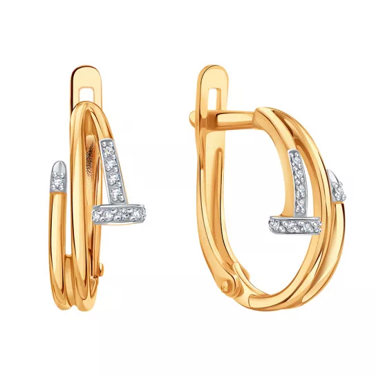 Серьги с фианитом из золота