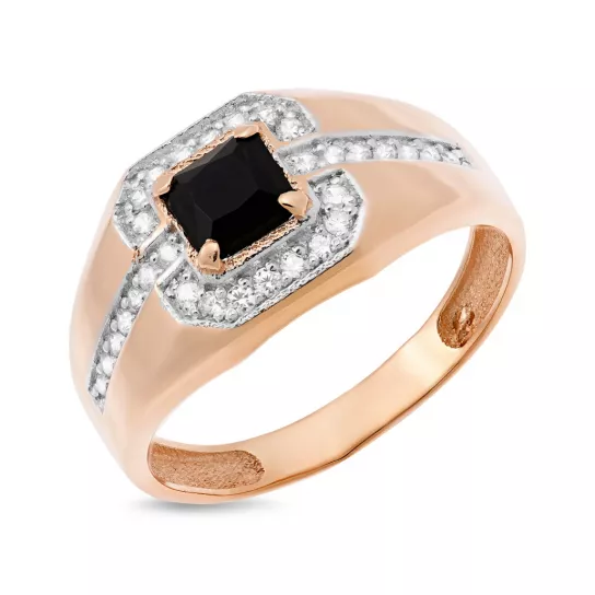 Кольцо-печатка с фианитом из золота