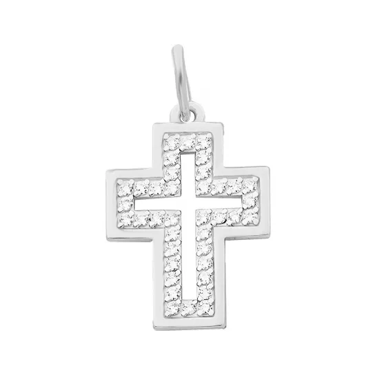 Крест с фианитом из серебра