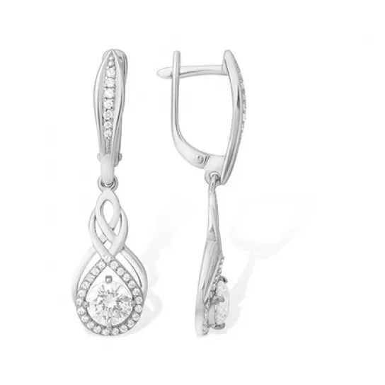 Серьги с фианитом из серебра