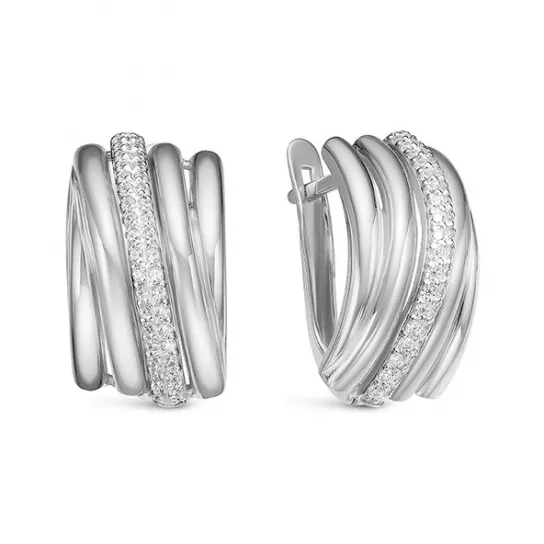 Серьги с фианитом из серебра